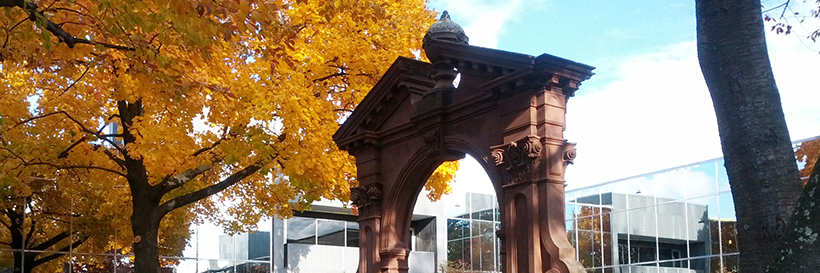 campus Archway in the fall
